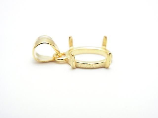 [Video] Silver925 Pendant Frame Oval 8x6mm Hairline 18KGP 1pc