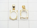 [Video]Silver925 Pendant Frame Oval 10x8mm Hairline 18KGP 1pc