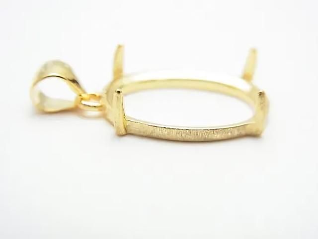 [Video] Silver925 Pendant Frame Oval 14x10mm Hairline 18KGP 1pc