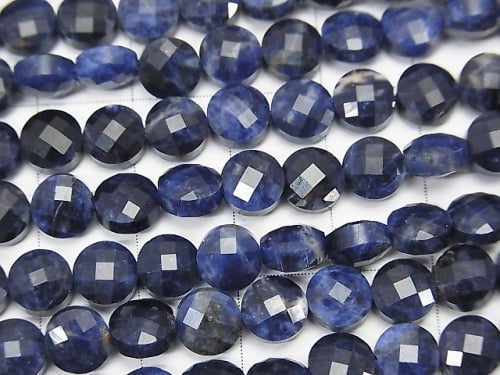 High Quality!  1strand $9.79! Sodalite AA++ Faceted Coin 6x6x4mm 1strand beads (aprx.15inch/37cm)