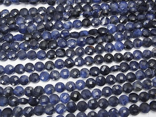 High Quality!  1strand $9.79! Sodalite AA++ Faceted Coin 6x6x4mm 1strand beads (aprx.15inch/37cm)