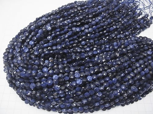 High Quality!  1strand $9.79! Sodalite AA++ Faceted Coin 6x6x4mm 1strand beads (aprx.15inch/37cm)