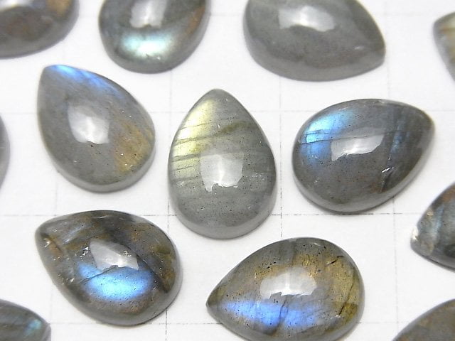 Labradorite AA++ Pear shape  Cabochon 14x10mm 3pcs