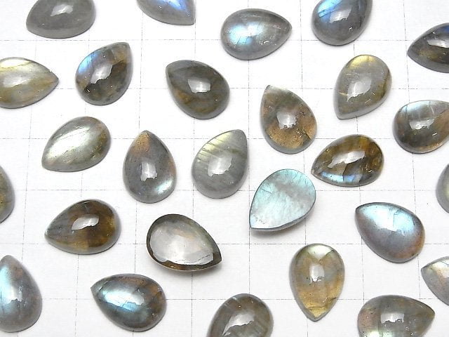 Labradorite AA++ Pear shape  Cabochon 14x10mm 3pcs