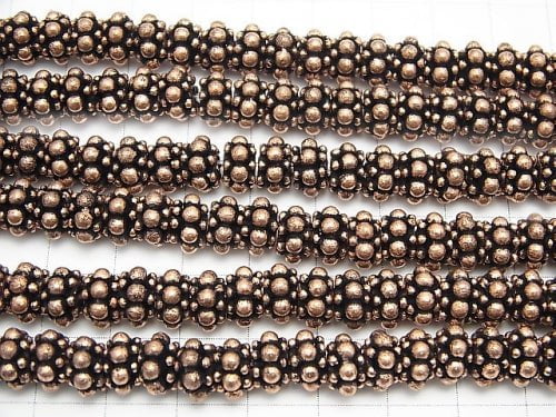 Copper  Roundel 8x8x5mm Oxidized Finish  half or 1strand beads (aprx.7inch/18cm)