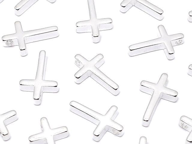 金屬吊飾 13x8.5mm 十字形 銀色 3個