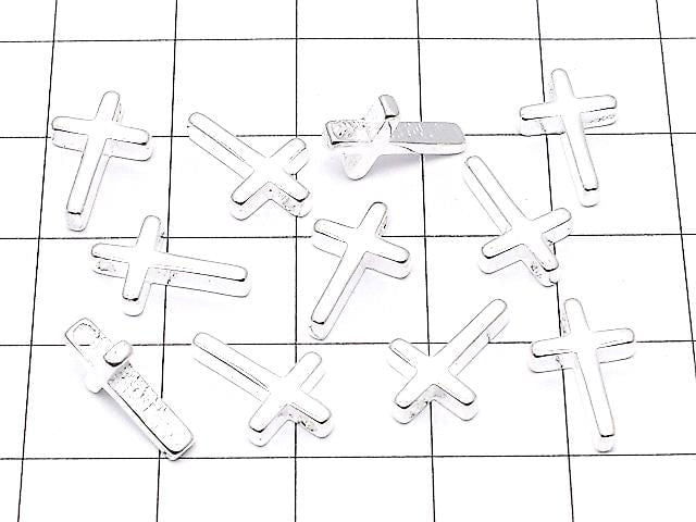 Metal Parts charm, 13x8.5mm, Cross shape, Silver color, 3 pieces