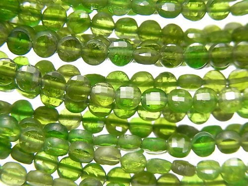 Coin, Diopside Gemstone Beads