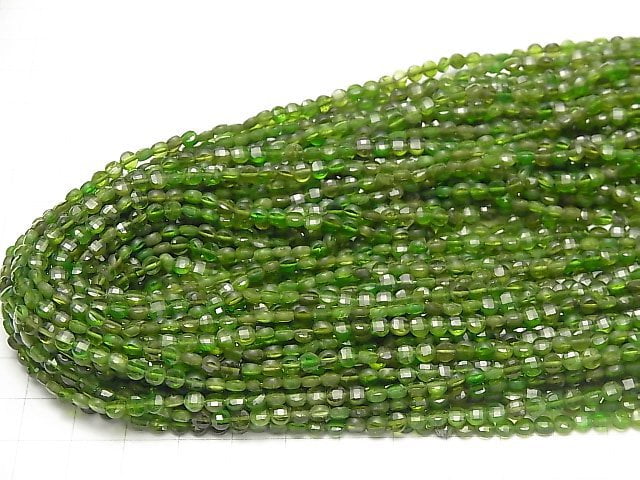 High Quality! Chrome Diopside AA ++ Faceted Coin 4x4x2mm half or 1strand beads (aprx.15inch / 37cm)