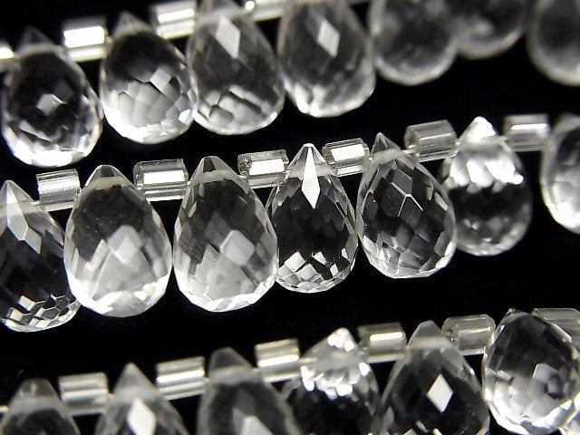 [Video]High Quality Crystal AAA Drop Faceted Briolette 8x5x5mm half or 1strand (22pcs)