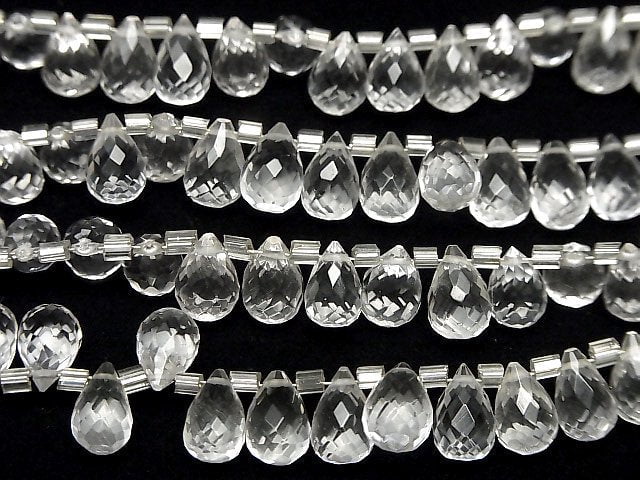 [Video]High Quality Crystal AAA Drop Faceted Briolette 8x5x5mm half or 1strand (22pcs)