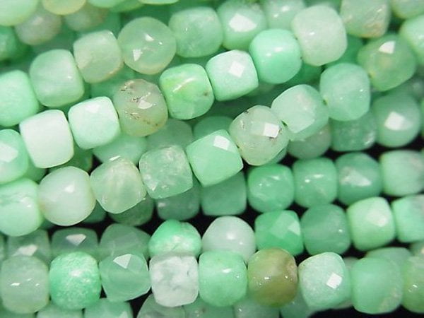 Chrysoprase, Cube Gemstone Beads