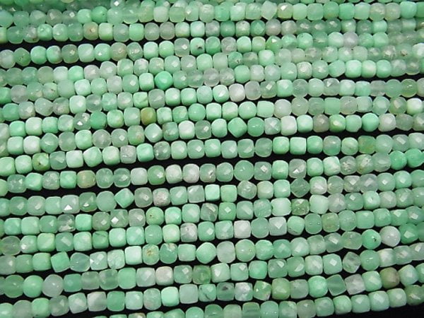 High Quality!  Chrysoprase AA+ Cube Shape 4x4x4mm half or 1strand beads (aprx.15inch/37cm)