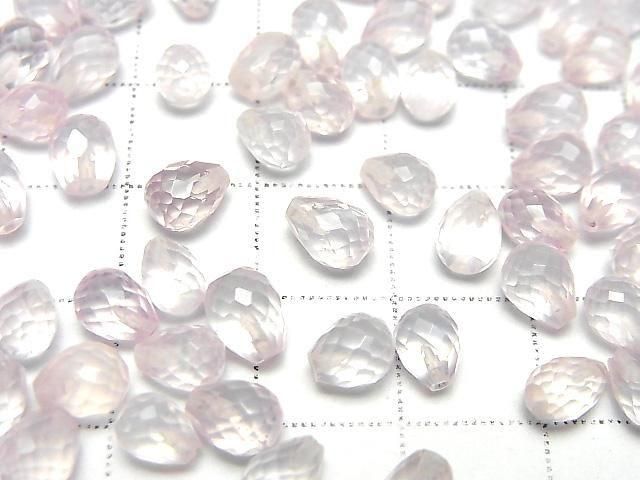 優質玫瑰石英 AAA 半鑽孔刻面水滴 6x5mm 5顆