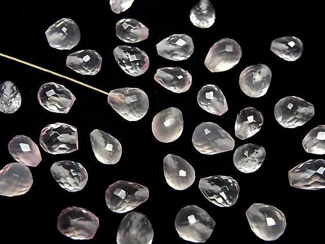 優質玫瑰石英 AAA 半鑽孔刻面水滴 6x5mm 5顆
