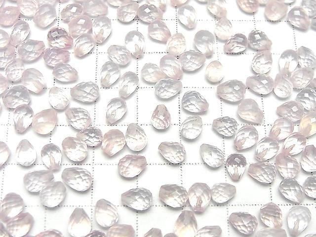 優質玫瑰石英 AAA 半鑽孔刻面水滴 6x5mm 5顆