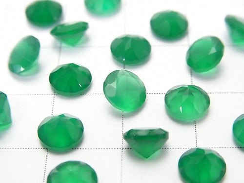 [Video]High Quality Green Onyx AAA Loose stone Round Faceted 6x6mm 10pcs