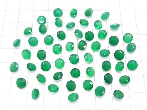 [Video]High Quality Green Onyx AAA Loose stone Round Faceted 6x6mm 10pcs