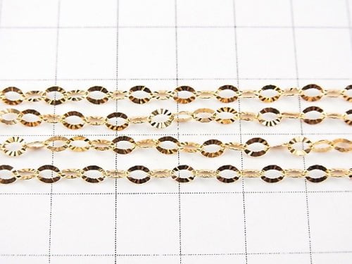14KGF Flat Oval Chain, 4.2x2.6mm, 10cm