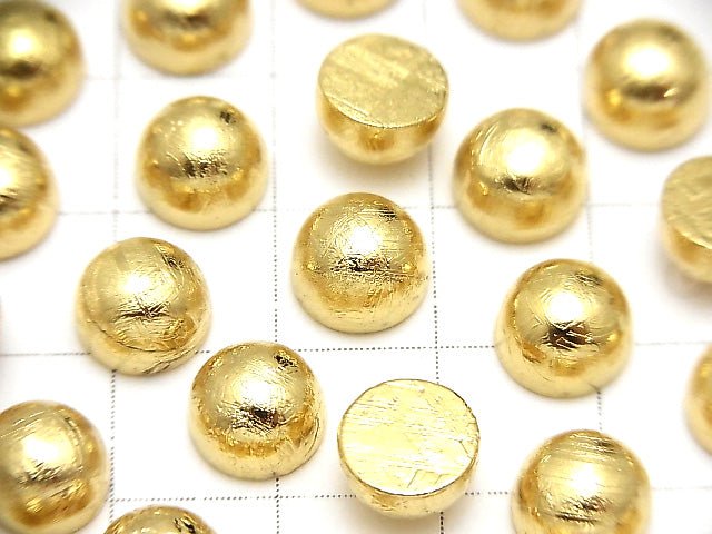 [Video] Meteorite (Muonionalusta) Round Cabochon 8x8mm Yellow Gold 1pc