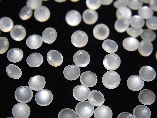 [Video]High Quality White Moonstone AAA Loose stone Round Faceted 4x4mm 10pcs