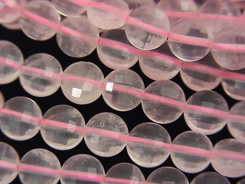 Coin, Rose Quartz Gemstone Beads