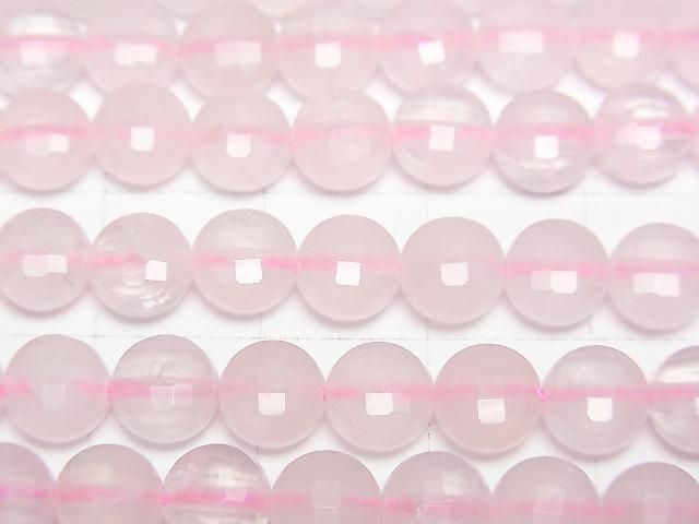 [Video]High Quality! Rose Quartz AA++ Faceted Coin 6x6x3.5mm 1strand beads (aprx.15inch/37cm)