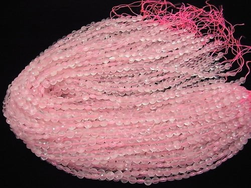 High Quality!  1strand $7.79! Rose Quartz AA++ Faceted Coin 6x6x3.5mm 1strand beads (aprx.15inch/36cm)