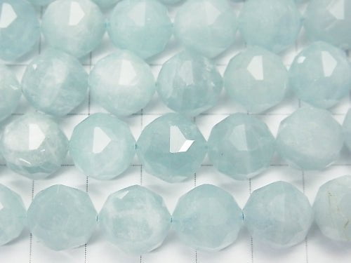 [Video] High Quality! Aquamarine AA + Star Faceted Round 12mm half or 1strand beads (aprx.15inch / 37cm)