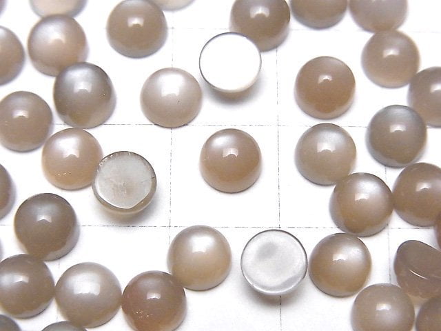 Gray Moonstone AAA Round Cabochon 6x6mm 10pcs