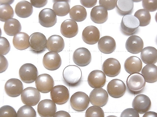 Gray Moonstone AAA Round Cabochon 6x6mm 10pcs