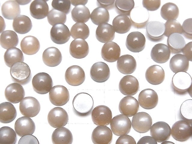 Gray Moonstone AAA Round Cabochon 6x6mm 10pcs