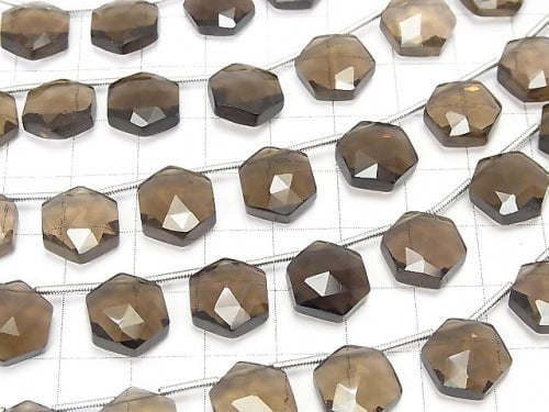 1strand $19.99! High Quality Smoky Quartz AAA Hexagon Rose Cut 11x10mm 1strand (8pcs)