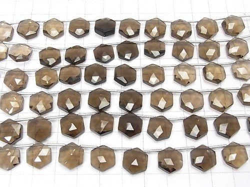 1strand $19.99! High Quality Smoky Quartz AAA Hexagon Rose Cut 11x10mm 1strand (8pcs)