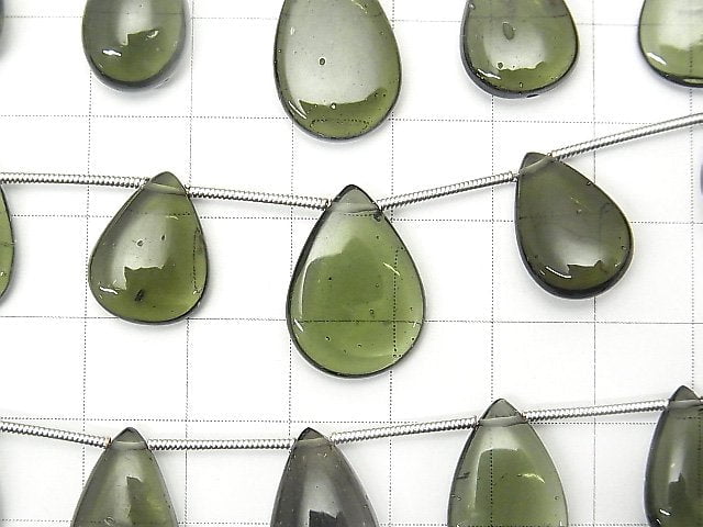 [Video] High Quality Moldavite AAA Pear shape (Smooth)  1strand (9pcs )