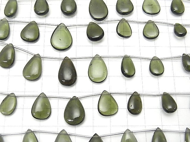 [Video] High Quality Moldavite AAA Pear shape (Smooth)  1strand (9pcs )
