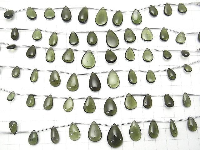 [Video] High Quality Moldavite AAA Pear shape (Smooth)  1strand (9pcs )