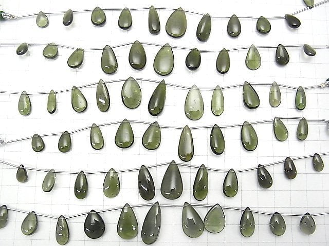 [Video] High Quality Moldavite AAA Pear shape (Smooth)  1strand (9pcs )
