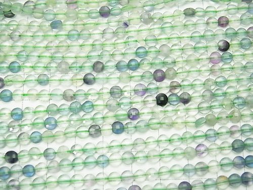 [Video] High Quality! 1strand $5.79! Multicolor Fluorite AA Faceted Coin 4x4x2.5mm 1strand beads (aprx.15inch / 37cm)