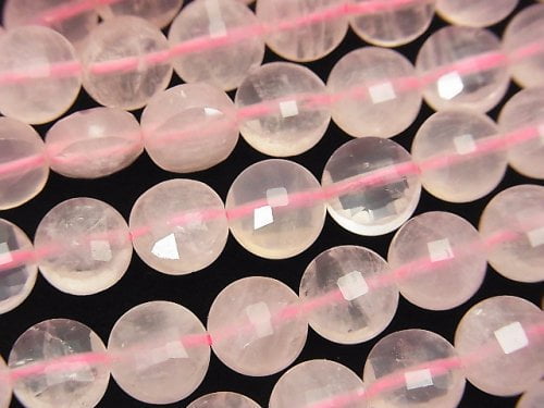 Coin, Rose Quartz Gemstone Beads