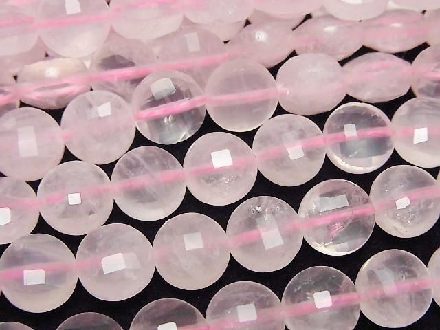 [Video]High Quality! Rose Quartz AA++ Faceted Coin 8x8x5mm half or 1strand beads (aprx.15inch/37cm)
