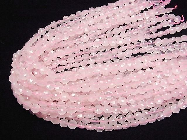 [Video]High Quality! Rose Quartz AA++ Faceted Coin 8x8x5mm half or 1strand beads (aprx.15inch/37cm)