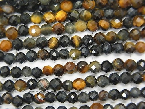 High Quality! Mixed Tiger's Eye AA++ Faceted Round 3mm 1strand beads (aprx.15inch/38cm)