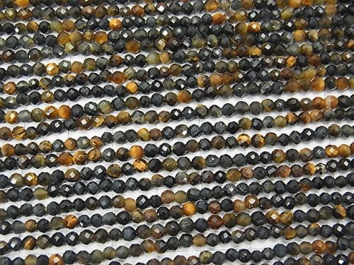 High Quality! Mixed Tiger's Eye AA++ Faceted Round 3mm 1strand beads (aprx.15inch/38cm)