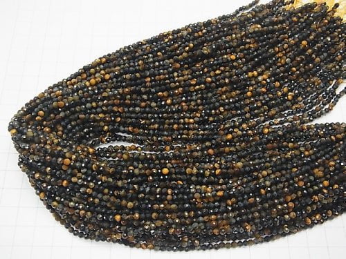 High Quality! Mixed Tiger's Eye AA++ Faceted Round 3mm 1strand beads (aprx.15inch/38cm)