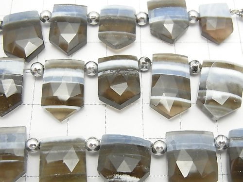 [Video] Striped Blue Opal AA++ Deformed Pentagon Faceted Briolette Top Side Drilled Hole 1strand beads (aprx.7inch / 18cm)