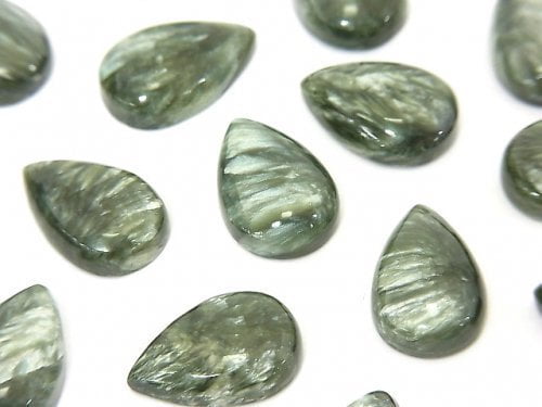 Cabochon, Pear Shape, Seraphinite Gemstone Beads