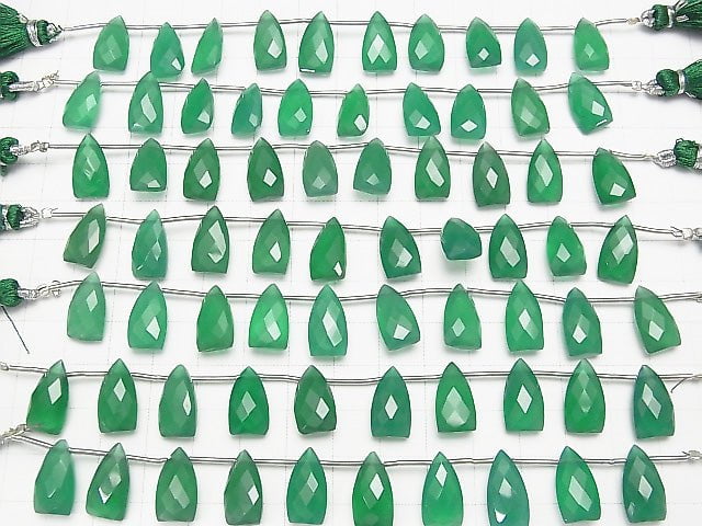 [Video] High Quality Green Onyx AAA Deformation Faceted Pear Shape 15x8mm 1strand (8pcs ).