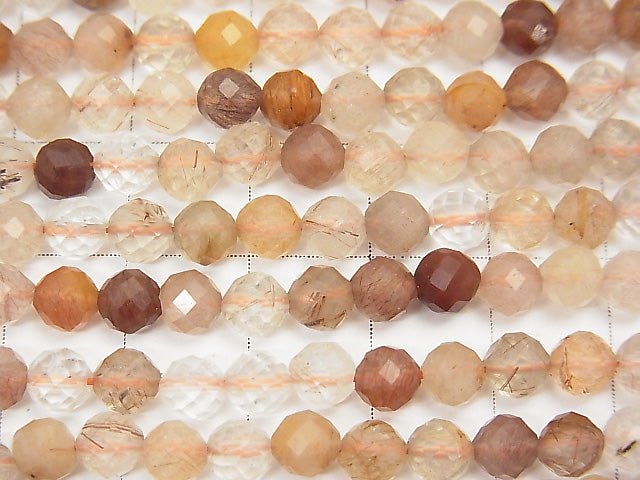 [Video]High Quality! Copper Rutilated Quartz AA Faceted Round 5mm 1strand beads (aprx.15inch/37cm)