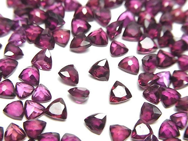 [Video]High Quality Rhodolite Garnet AAA Loose stone Triangle Faceted 4x4mm 5pcs